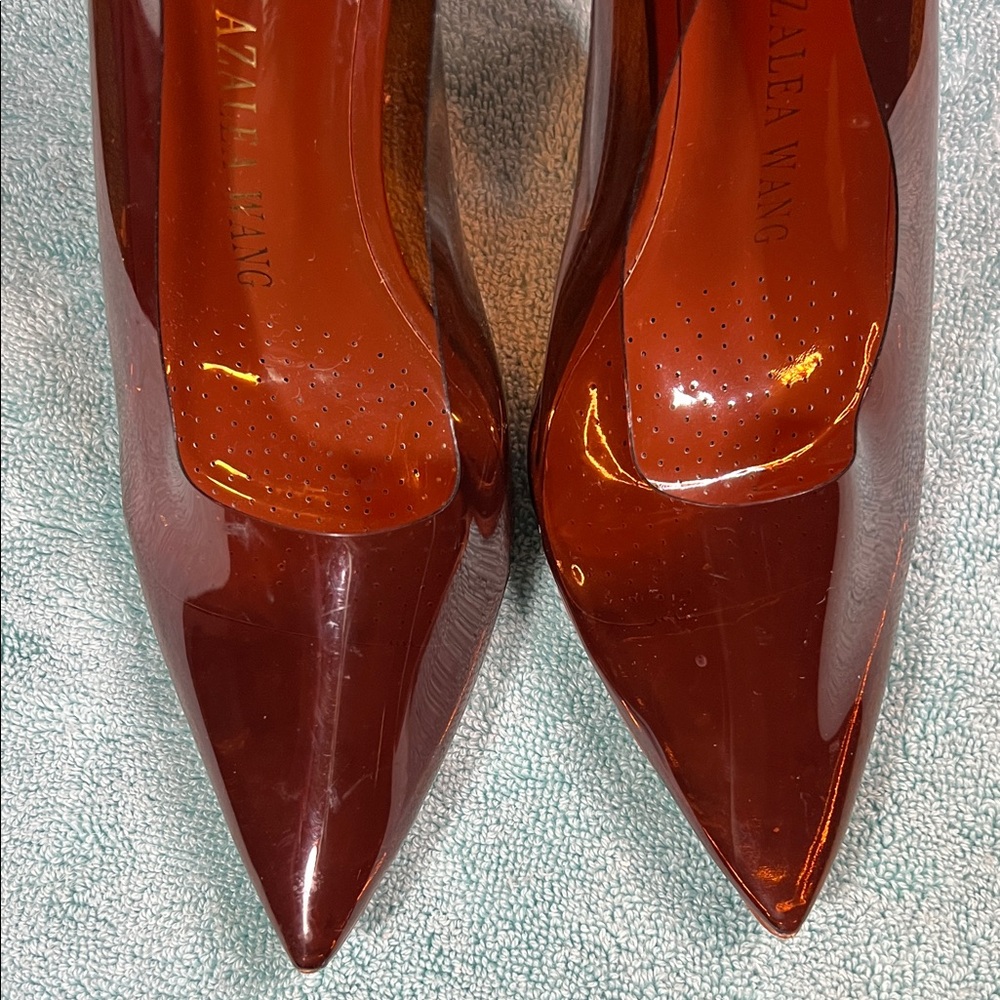 Azalea Wang  YOU NEED ME Chocolate PVC  high HEEL  pump, Sz.7.5…